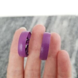 Vintage Purple Enamel Hoop Clip On Earrings, Retro 90s Style, Estate